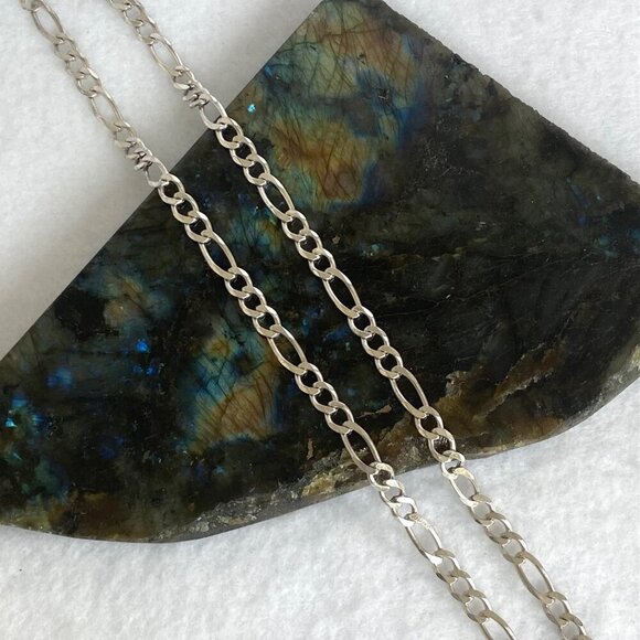 Italian Unisex Sterling Silver 925 5.5mm Figaro Chain Necklace 18" - Picture 2 of 16